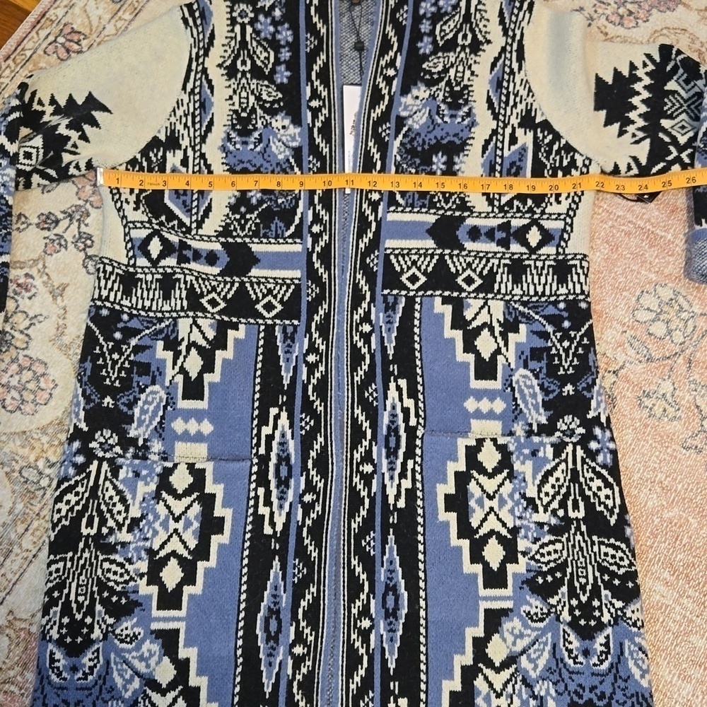 Maxsport Open Front Patch Pocket Full Length Duster Cardigan Coat Size M - Picture 12 of 13